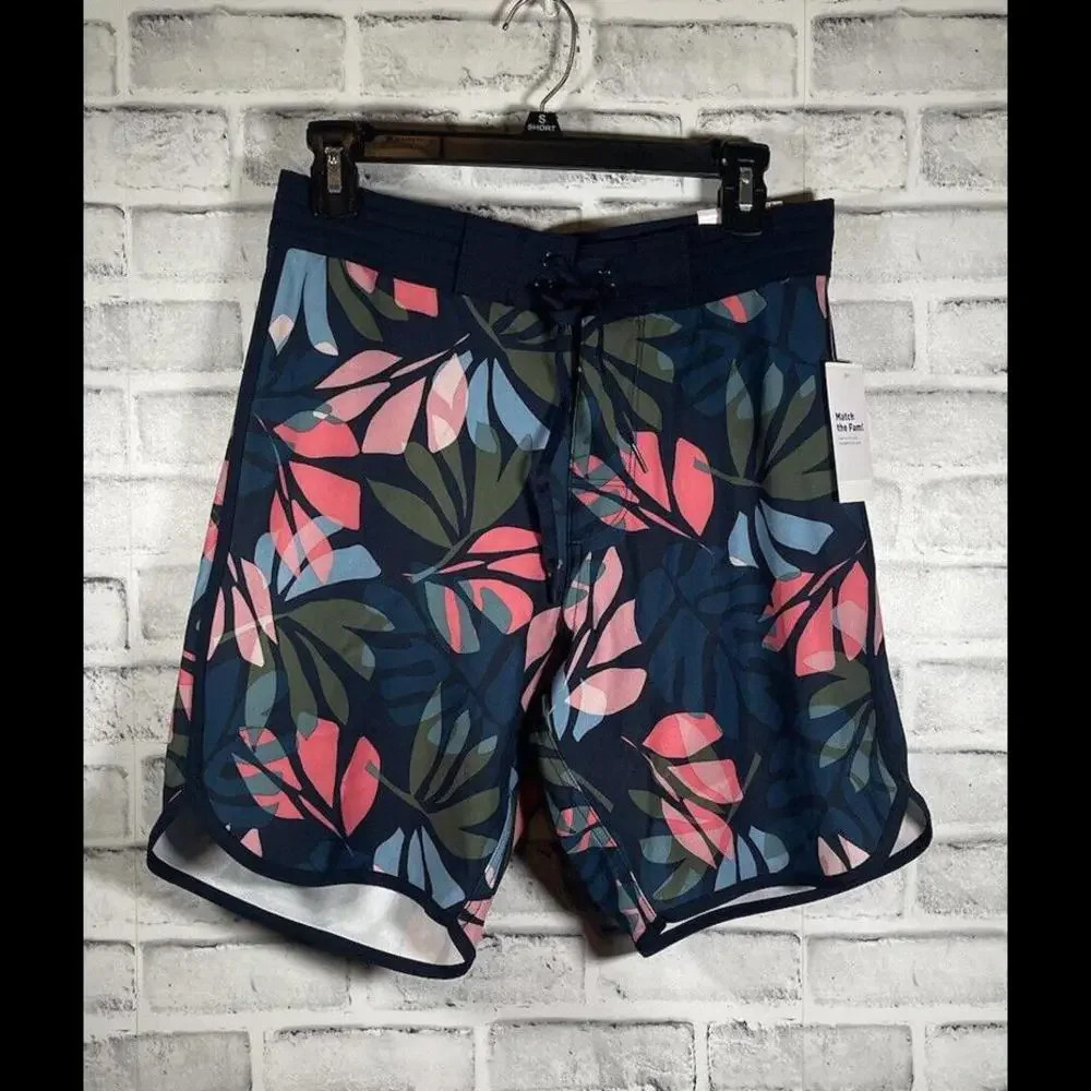 Men’s Old Navy Built-In Flex Board Shorts Blue Tropical Floral 28